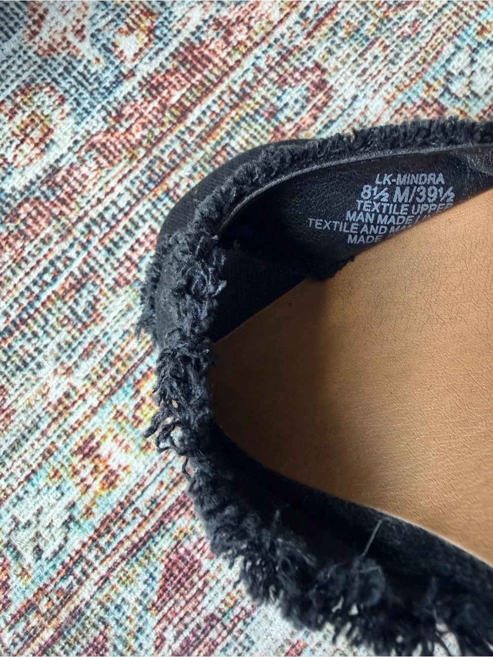 Lucky Brand Mindra Espadrille Wedge Sandal Black Frayed Canvas Women’s 8.5